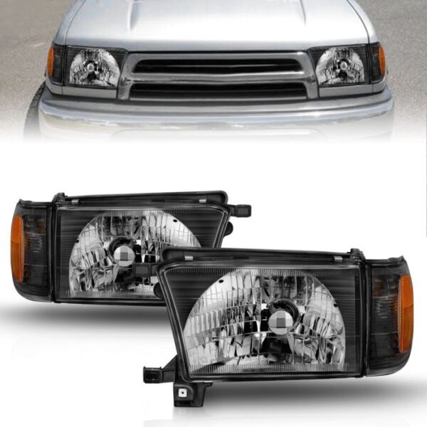 TOYOTA 4RUNNER 99-02 CRYSTAL HEADLIGHTS BLACK W/ CORNER LIGHT 2PC