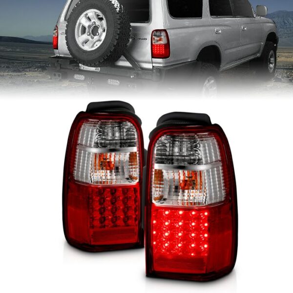 TOYOTA 4RUNNER 01-02 LED TAIL LIGHTS CHROME RED/CLEAR LENS