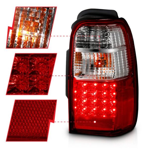 TOYOTA 4RUNNER 01-02 LED TAIL LIGHTS CHROME RED/CLEAR LENS