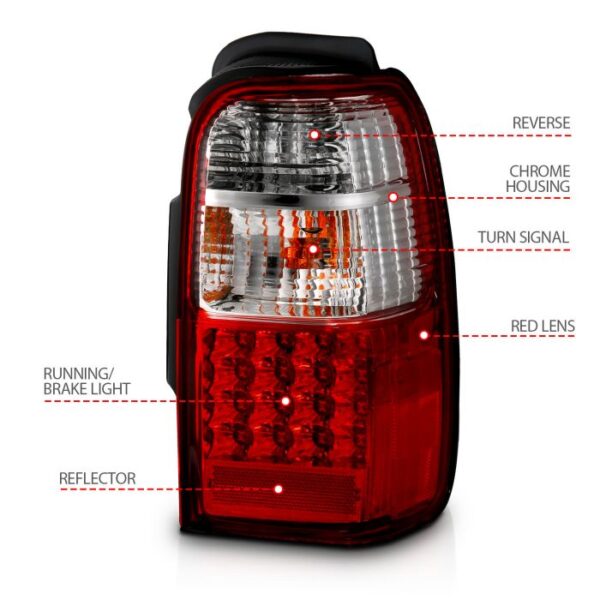 TOYOTA 4RUNNER 01-02 LED TAIL LIGHTS CHROME RED/CLEAR LENS