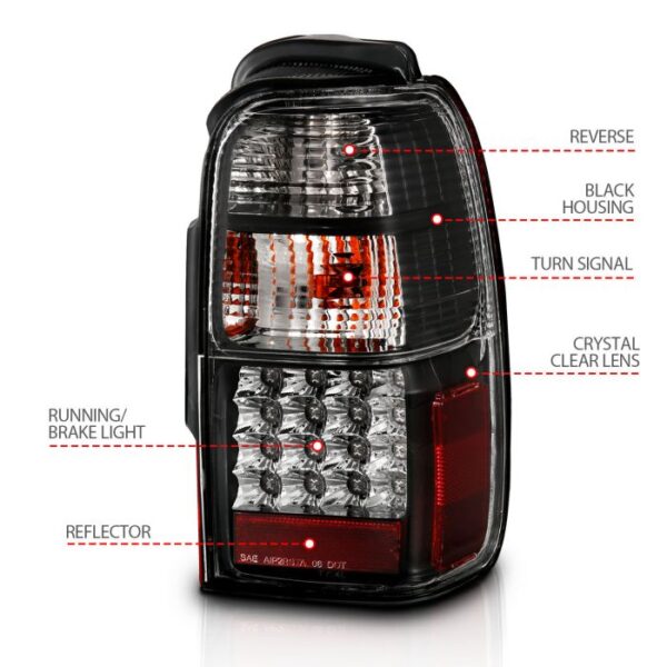 TOYOTA 4RUNNER 01-02 LED TAIL LIGHTS BLACK