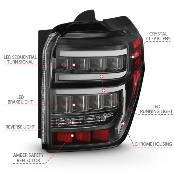 Custom Rear LED Tail Light Black Housing – 2014+ Toyota 4Runner