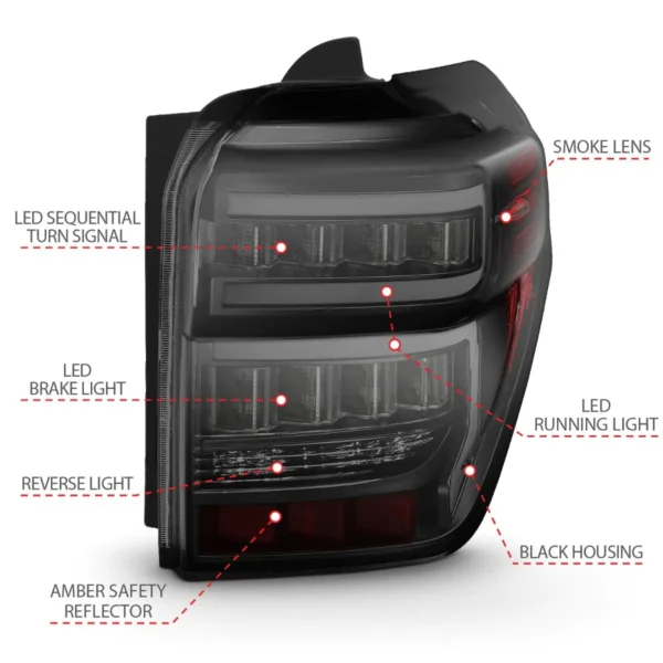 Anzo Tail Lights Toyota 4Runner (14-23) 5th Gen – Sequential Turn LED – Black / Smoked