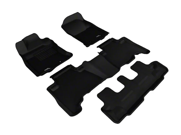 3D MAXpider KAGU Series All-Weather Custom Fit Front, Rear and Third Row Floor Liners; Black